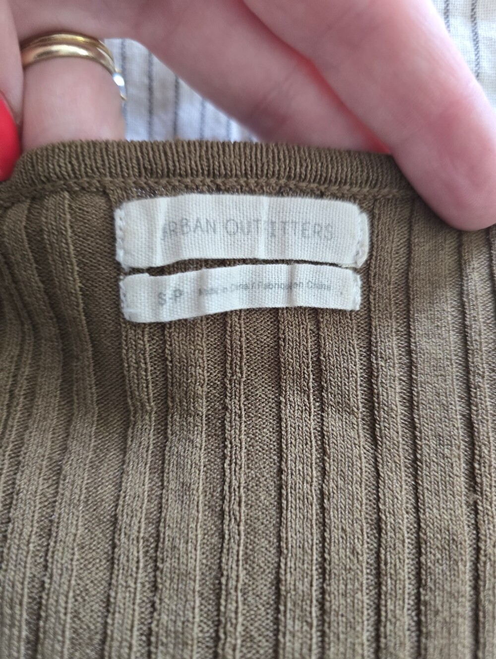 Urban Outfitters Ashton Ribbed Cropped Cardigan Top Long-Sleeve Size S Brown - Picture 4 of 5
